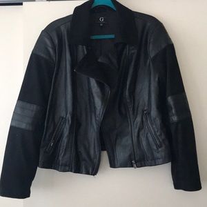 Black Faux Leather Giuliano Bomber Jacket